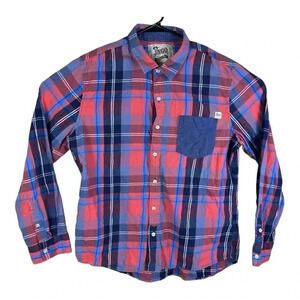 JNCO Mens Tartar Flannel Shirt Sz XXL Red Blue Plaid Skater Skate 90s VTG